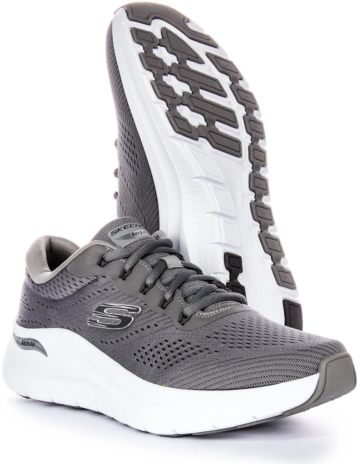 Skechers Arch Fit 2.0 Trainers In Grey White For Men Plush Padding