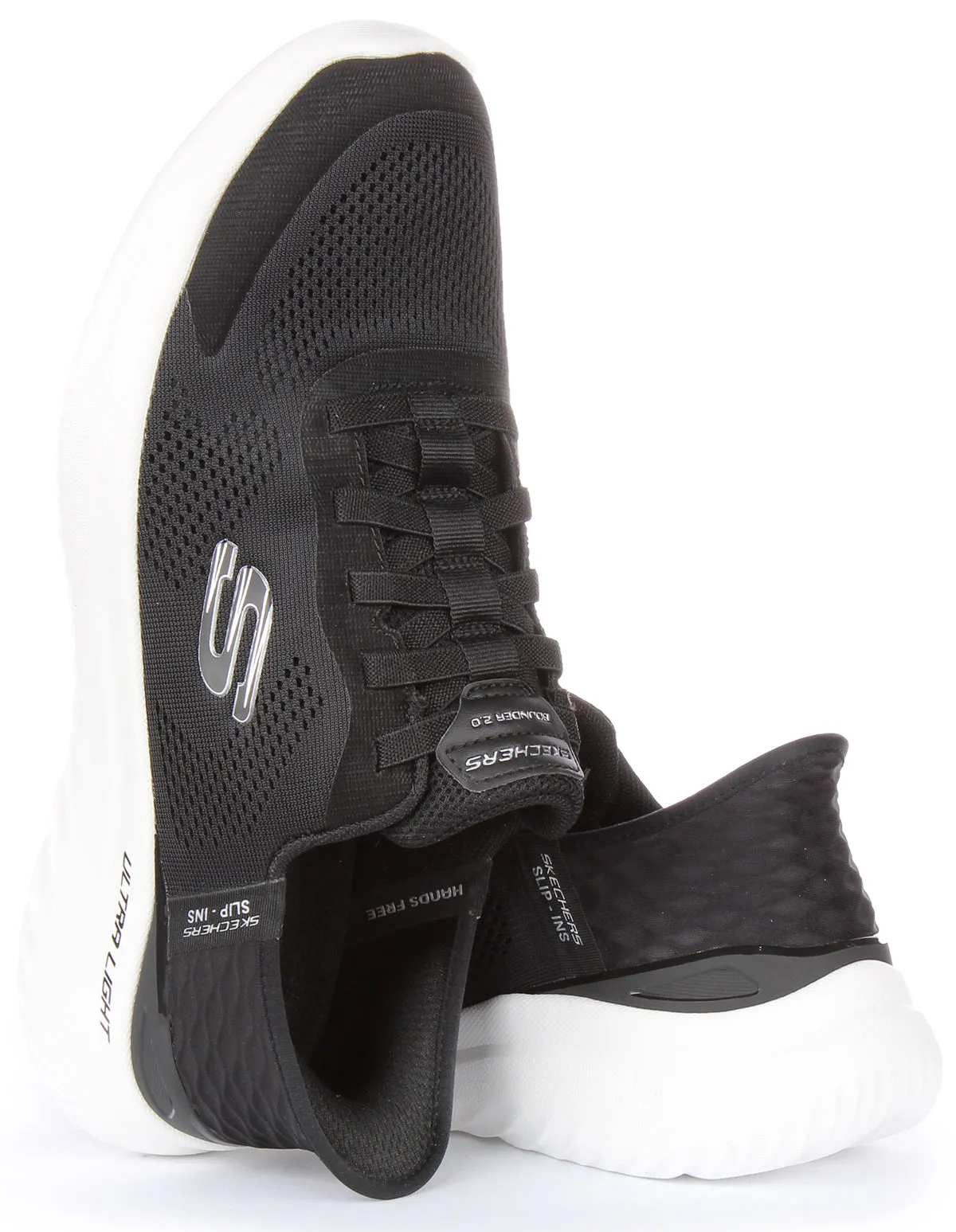Skechers Bounders 2.0 Slip In Black White For Men Padded Heel