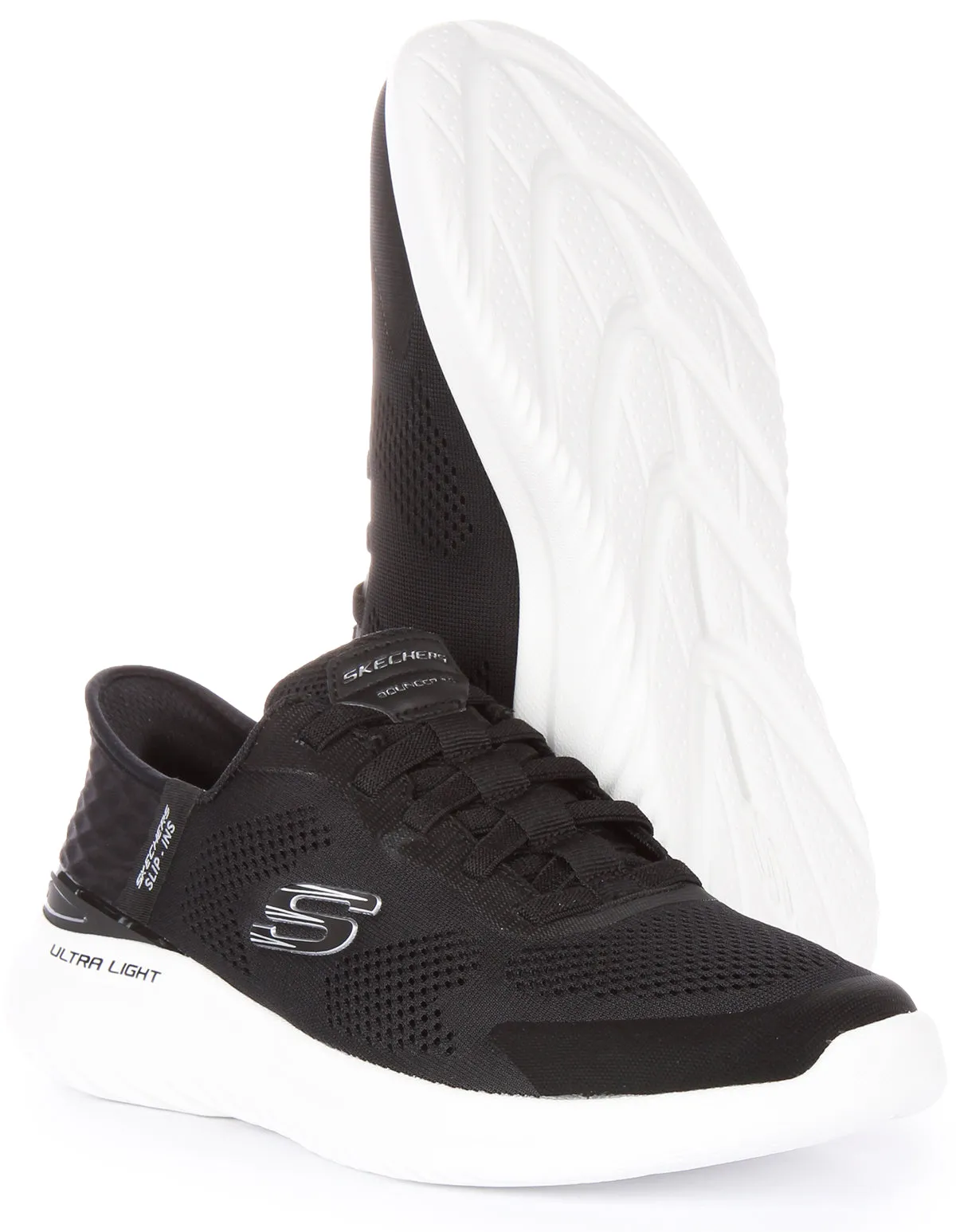 Skechers Bounders 2.0 Slip In Black White For Men Padded Heel