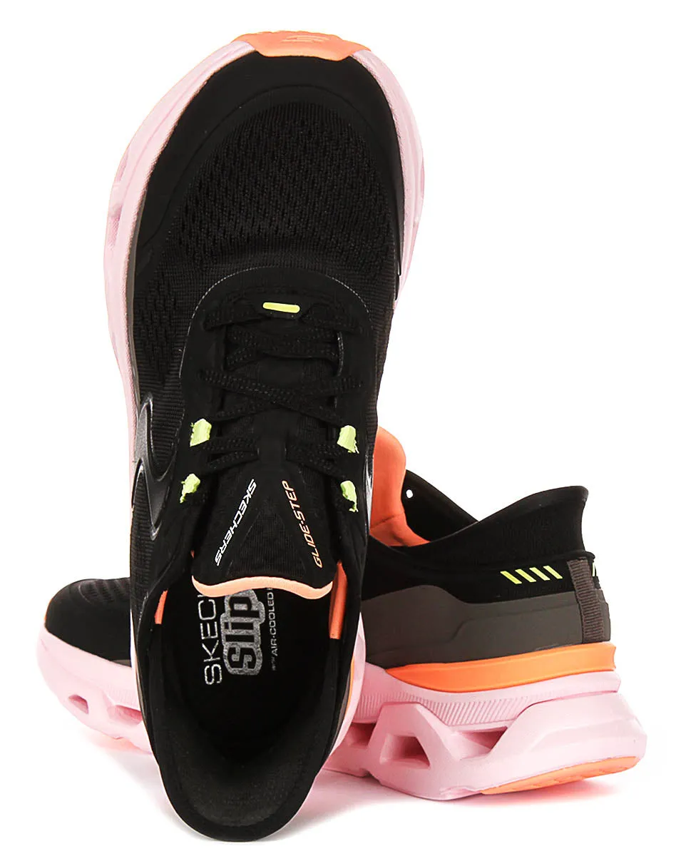 Skechers Glide-Step Altus In Black Pink Heel Panel