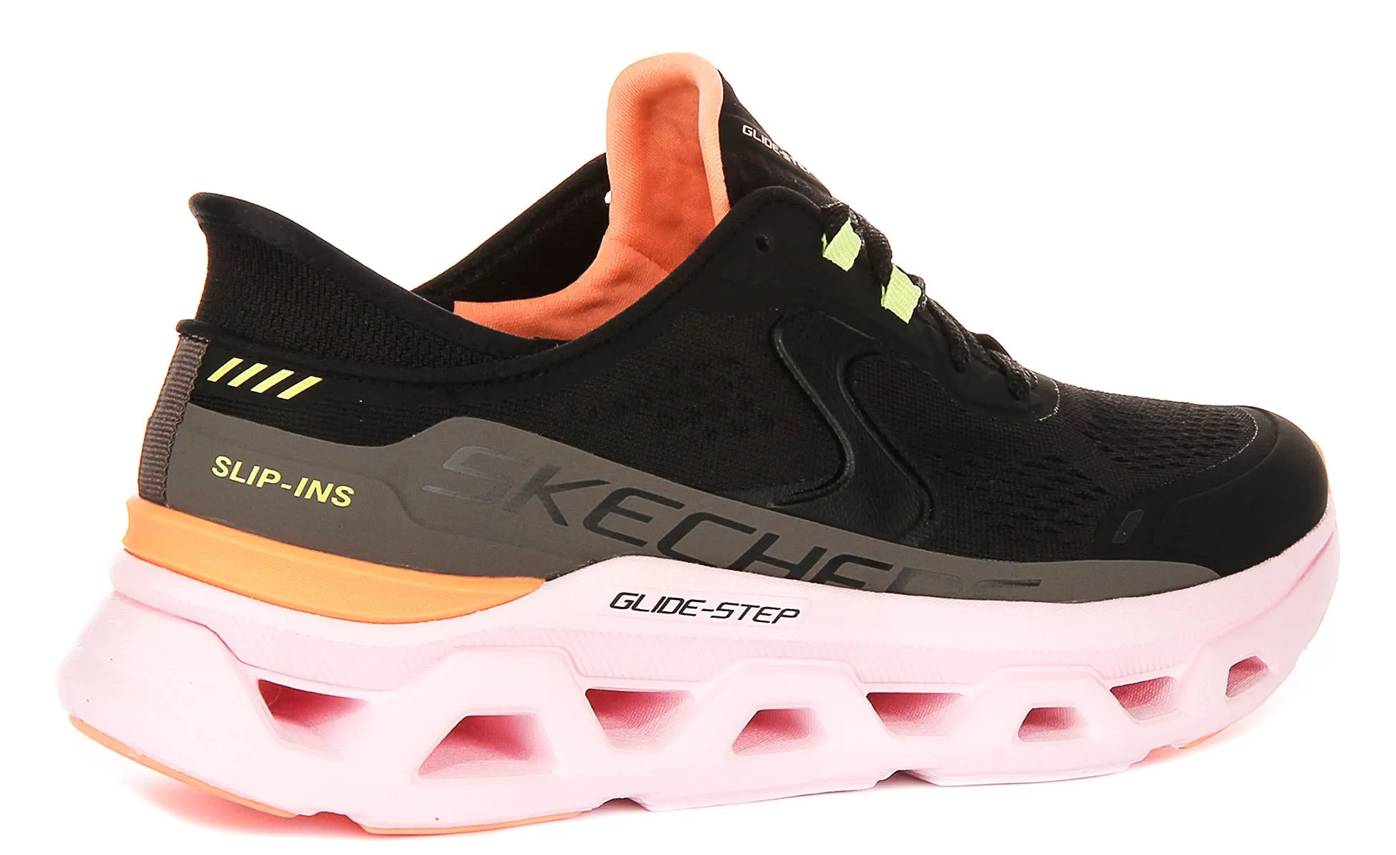Skechers Glide-Step Altus In Black Pink Heel Panel