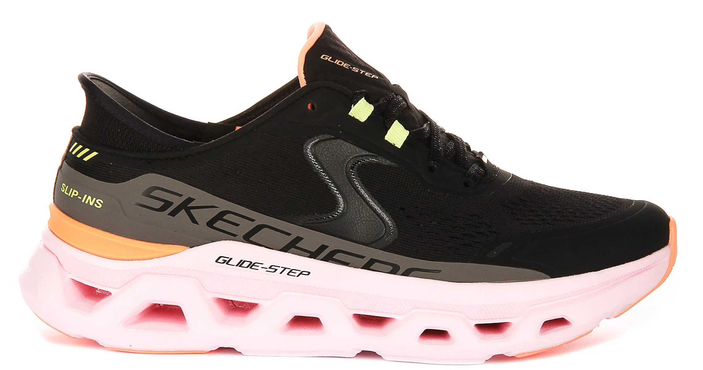 Skechers Glide-Step Altus In Black Pink Heel Panel