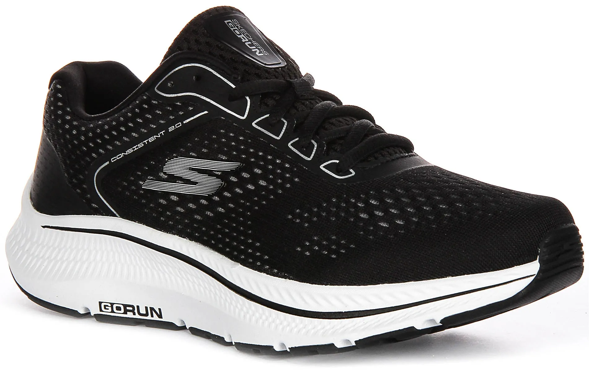 Travel Friendly Skechers Go Run Trail Al In Black White For Men