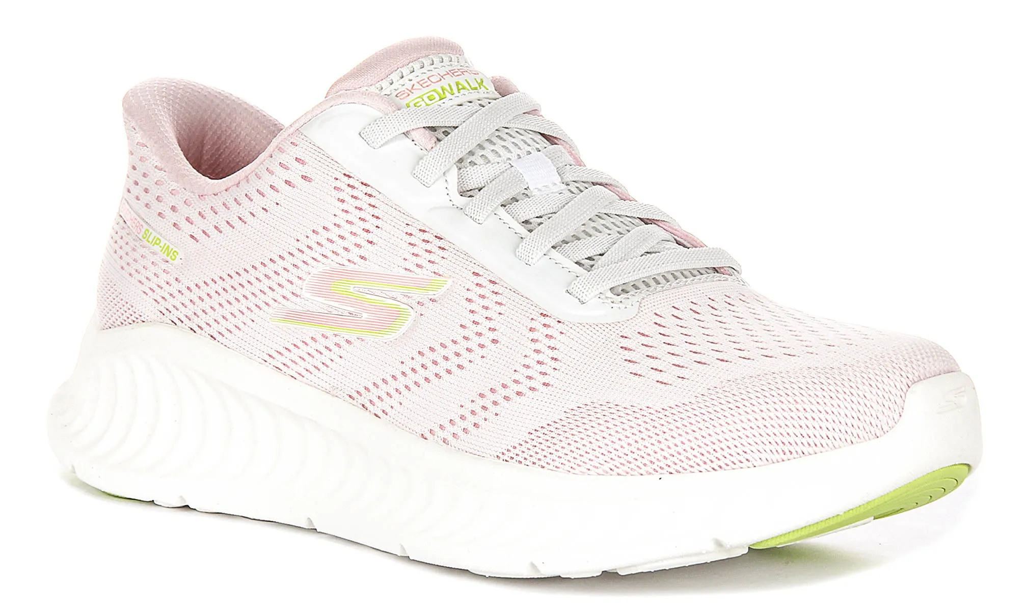 Skechers Go Walk Now - Kloe In White Pink For Women Foam padding helps protect joints during high-impact moves