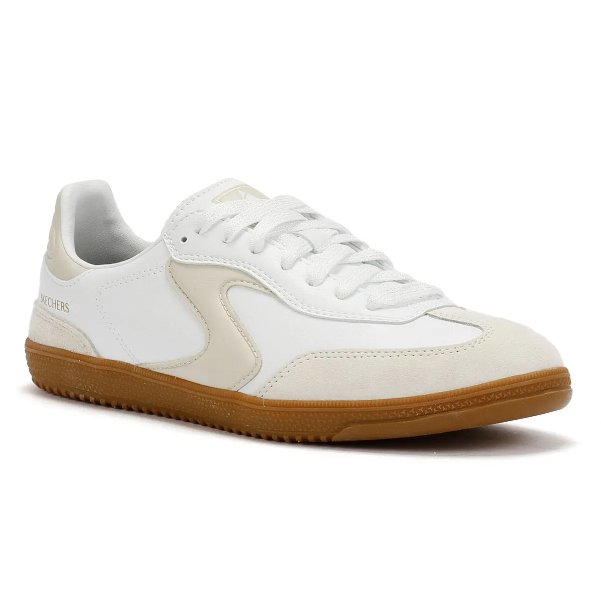 Skechers Hotshot Kickoff Leather Women's White/Natural Trainers Seamless Stitching