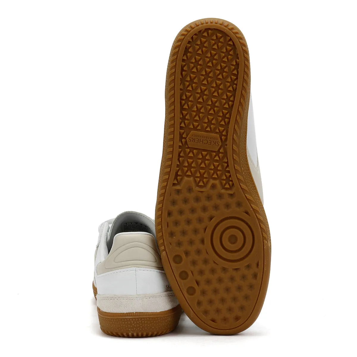 Skechers Hotshot Kickoff Leather Women's White/Natural Trainers Seamless Stitching