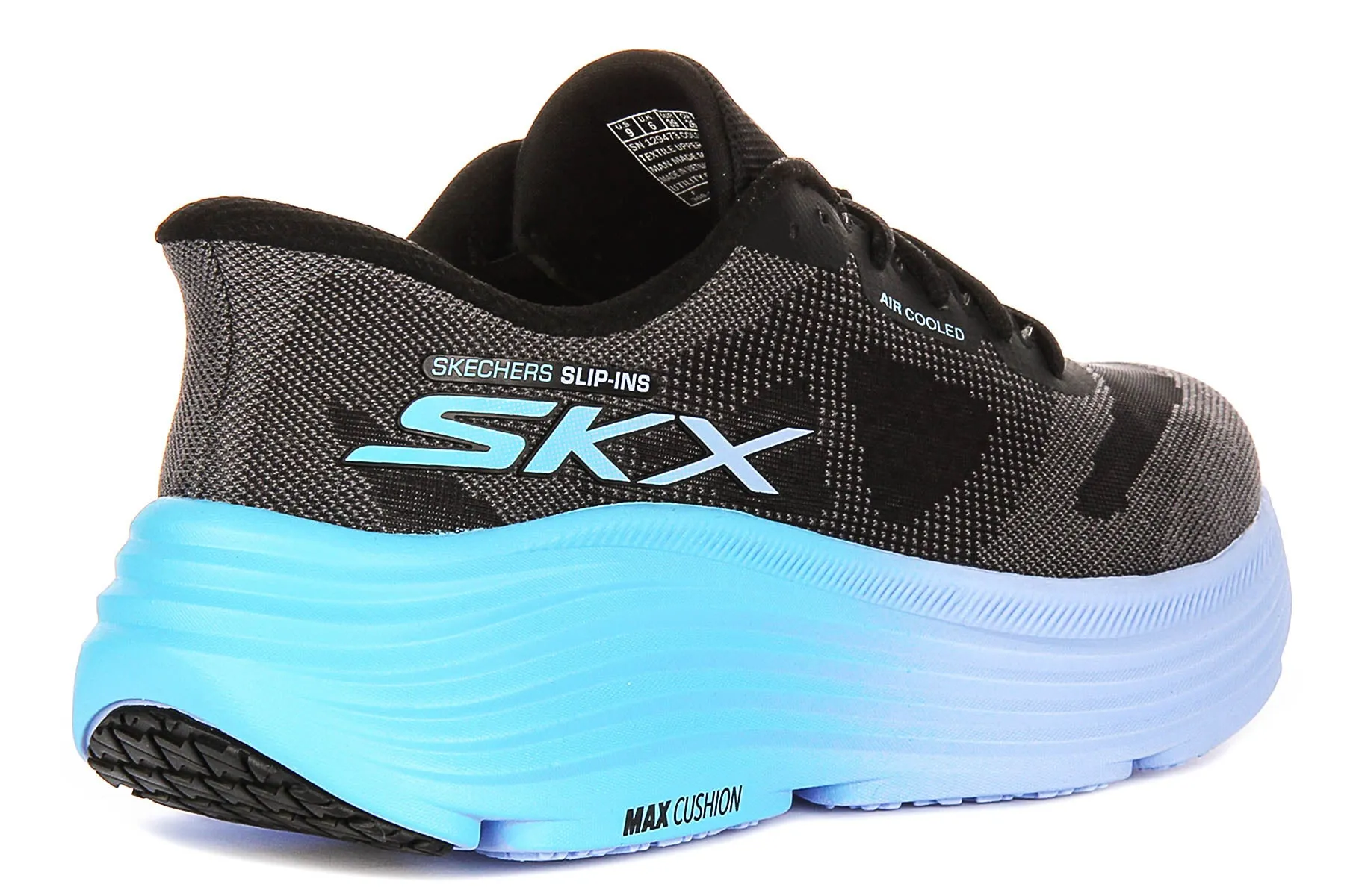 Skechers Max Cushioning In Black Blue For Women Adjustable