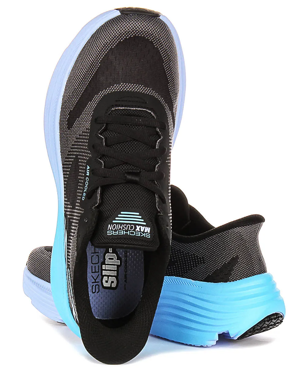 Skechers Max Cushioning In Black Blue For Women Adjustable