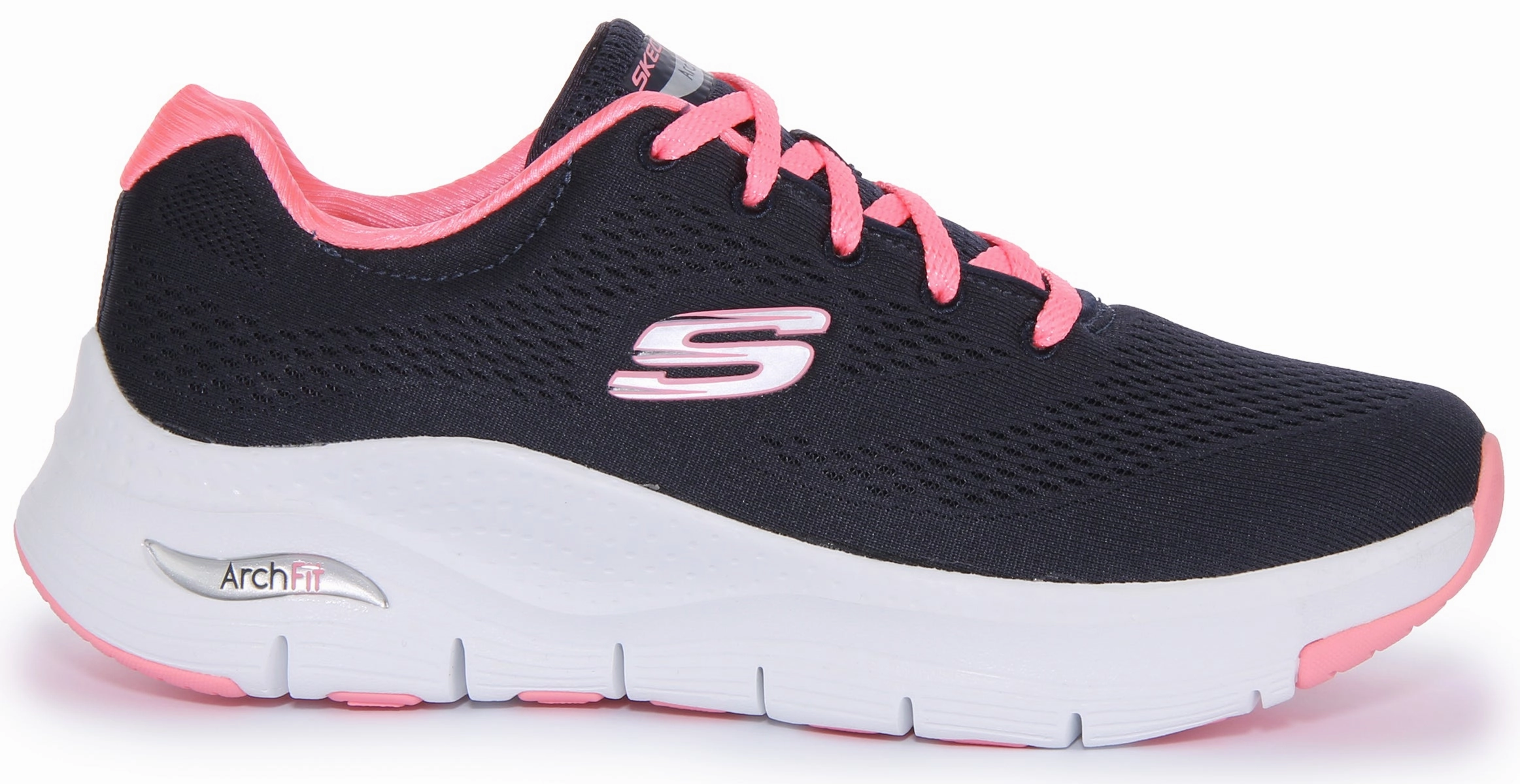 Skechers Arch Fit In Navy Pink For Women ground contact