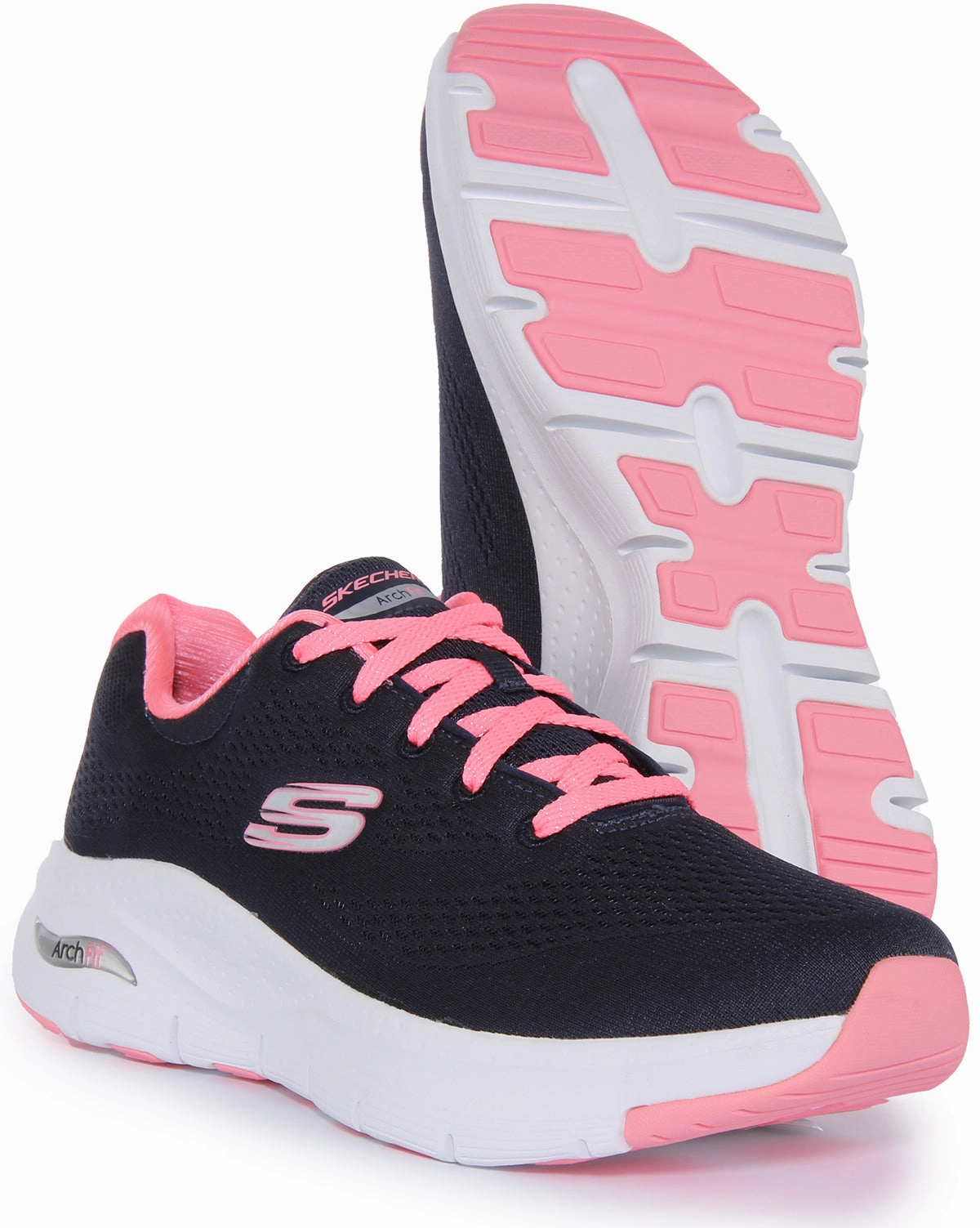 Skechers Arch Fit In Navy Pink For Women ground contact