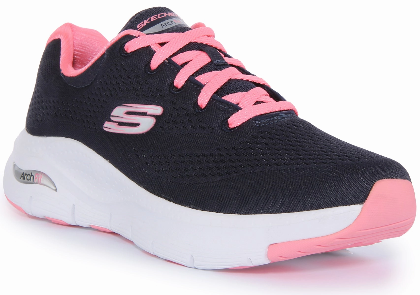 Skechers Arch Fit In Navy Pink For Women Motion Zone Fitness Track