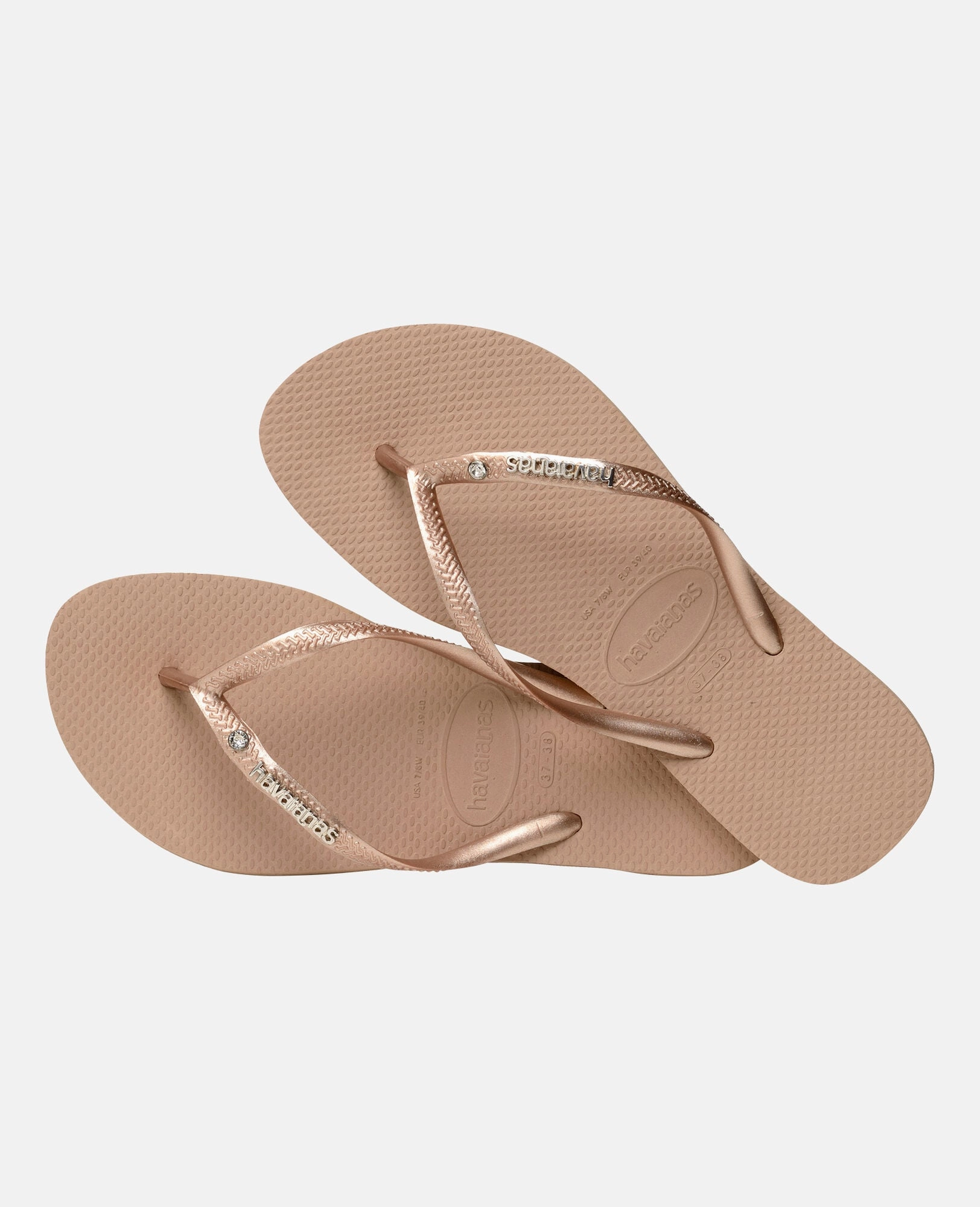 Sleek Vibe Havaianas Slim Logo Metalic In Rose Gold For Womens