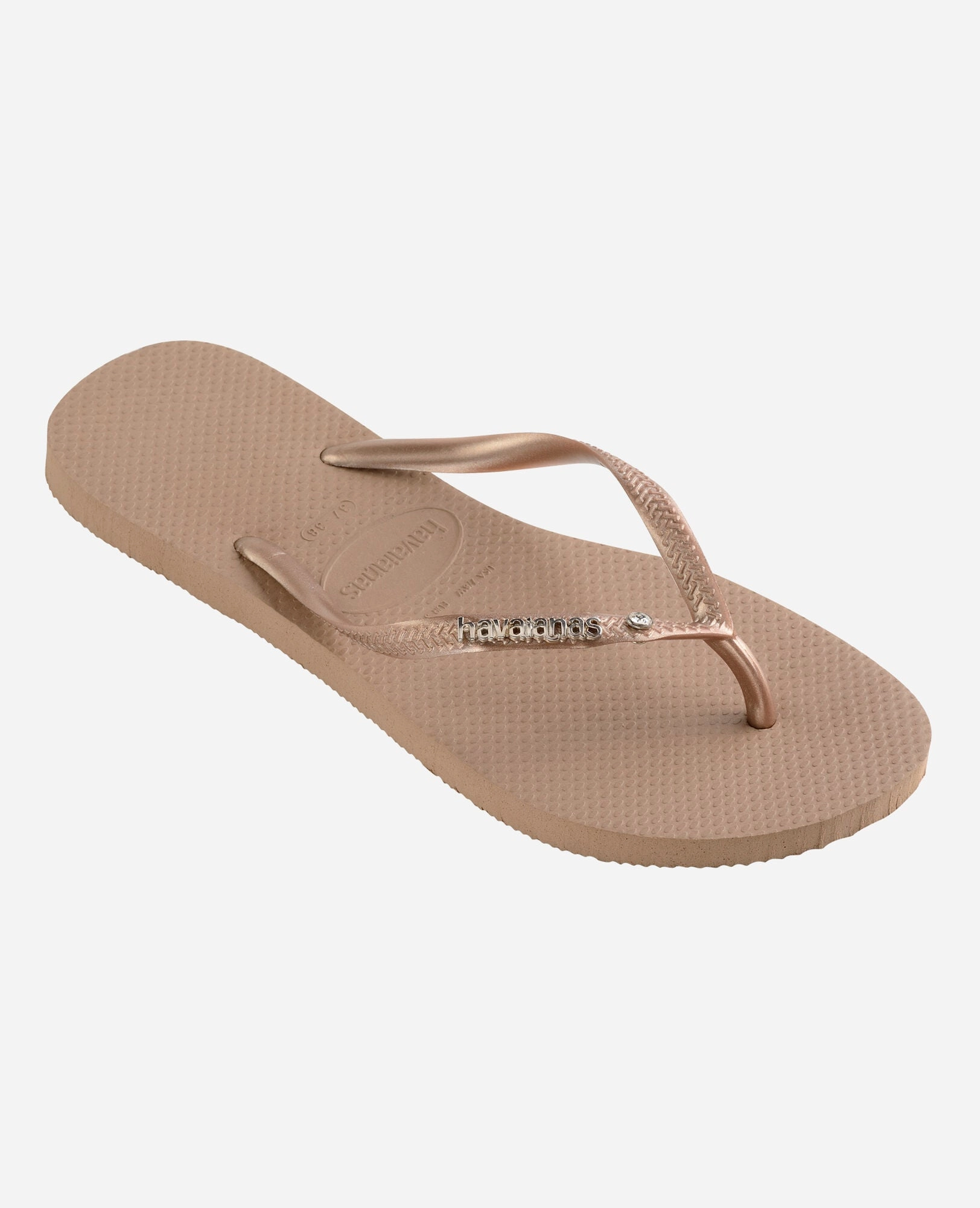 Instant Comfort Havaianas Slim Logo Metalic In Rose Gold For Womens