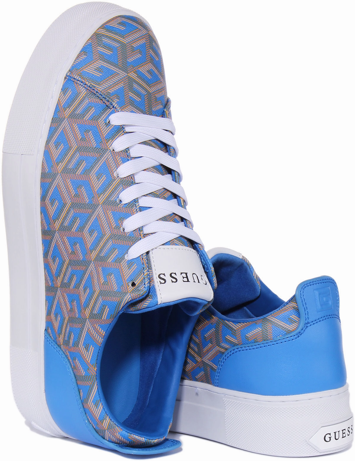 Slip Grip Guess Giaa G Cube Trainer In Blue For Women
