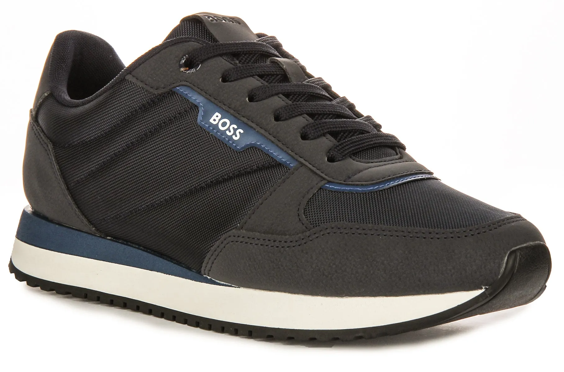 Body Focus Ergonomic shaping guides efficient movement patterns Boss Kai Runn Nupny In Navy Blue For Men