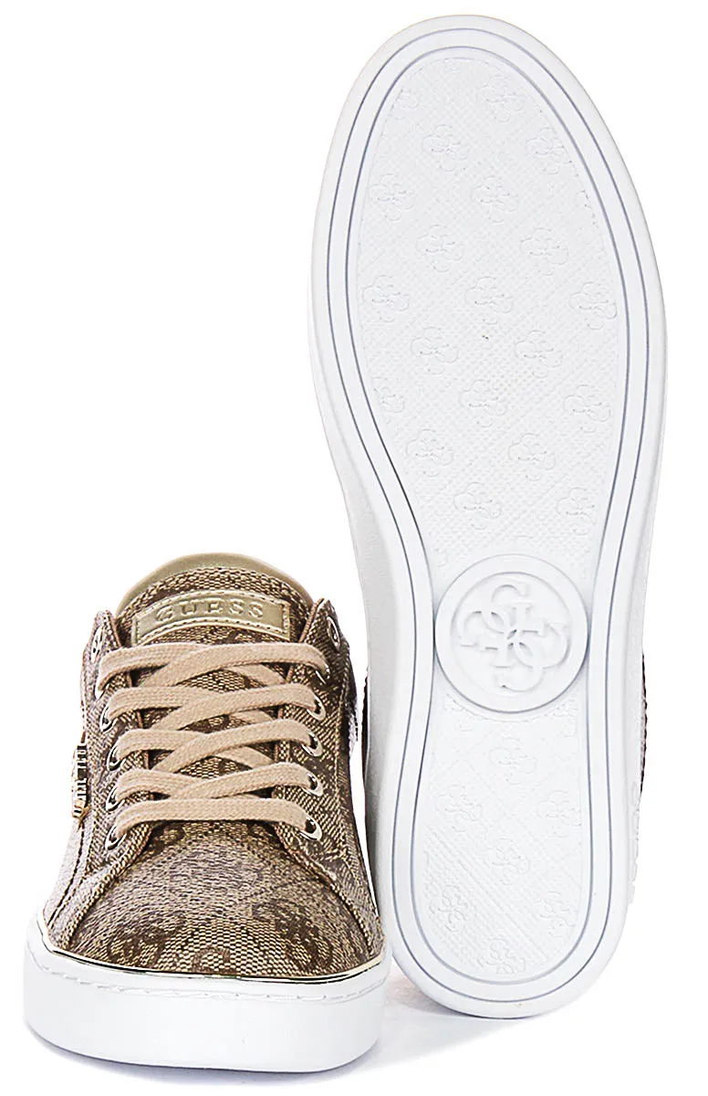 Soft Motion Guess Beckie In Beige 4G Print Sneaker For Women