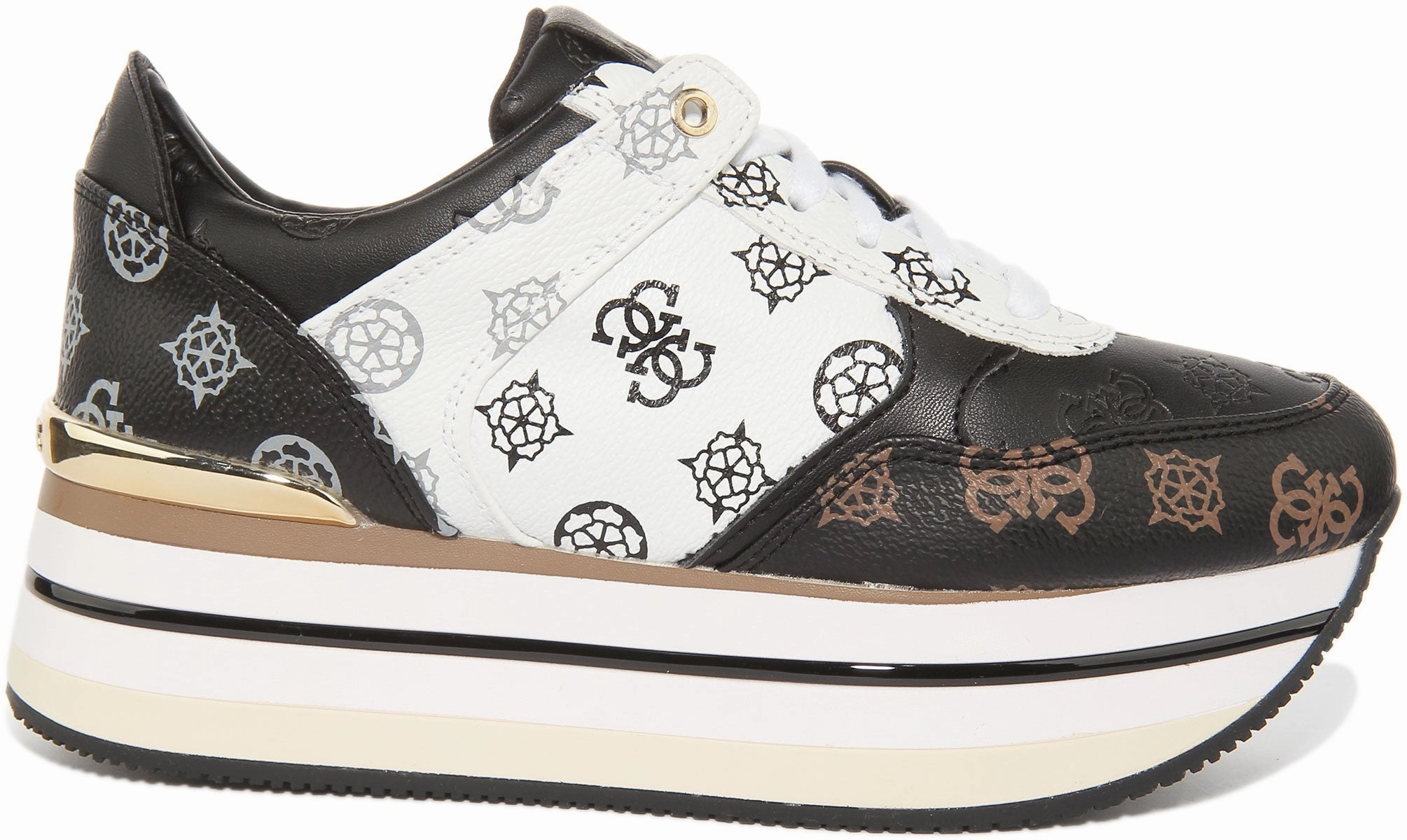 Soft Breeze Guess Hindle 4G Platform In Black White For Women