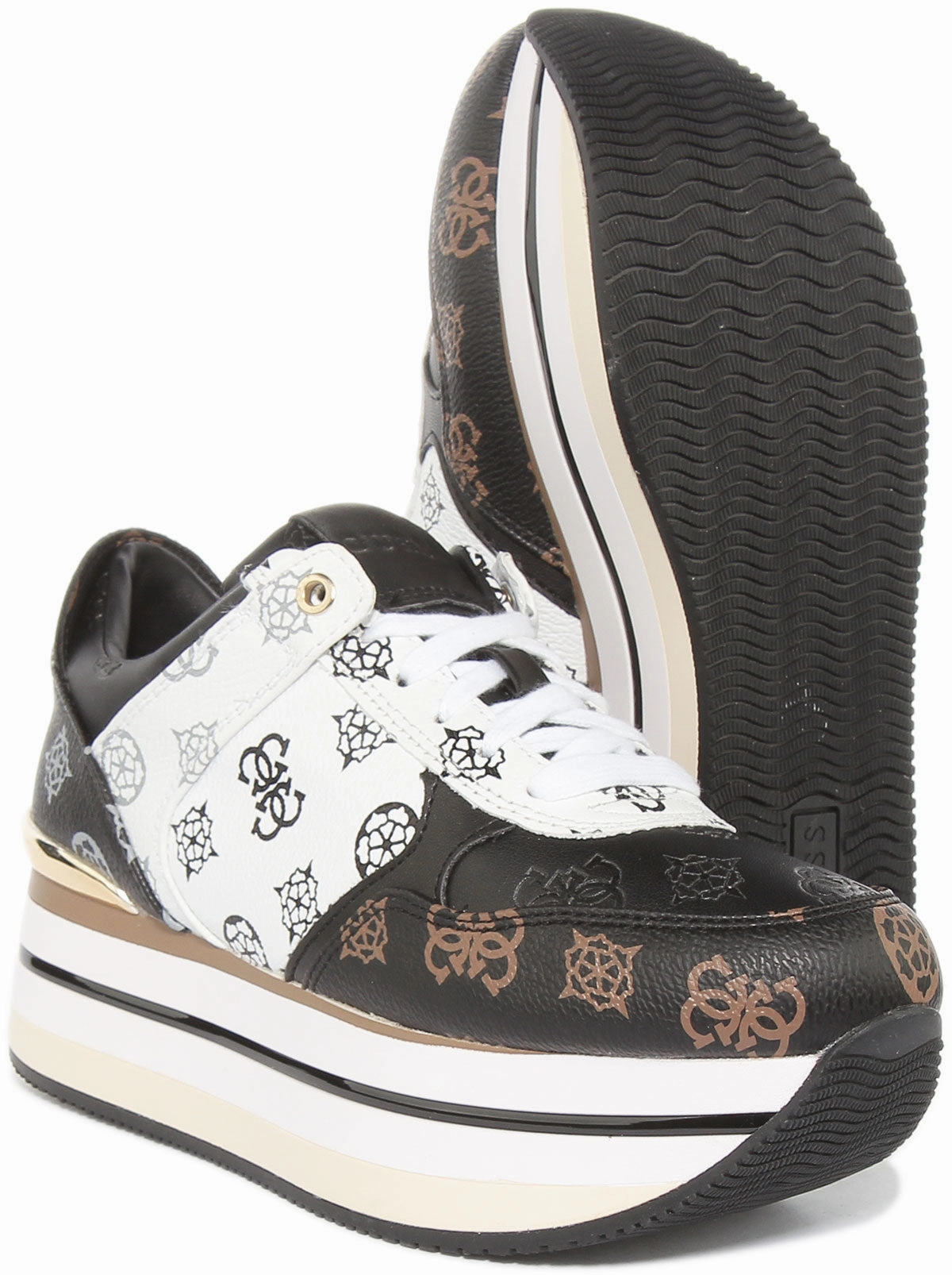 Soft Breeze Guess Hindle 4G Platform In Black White For Women