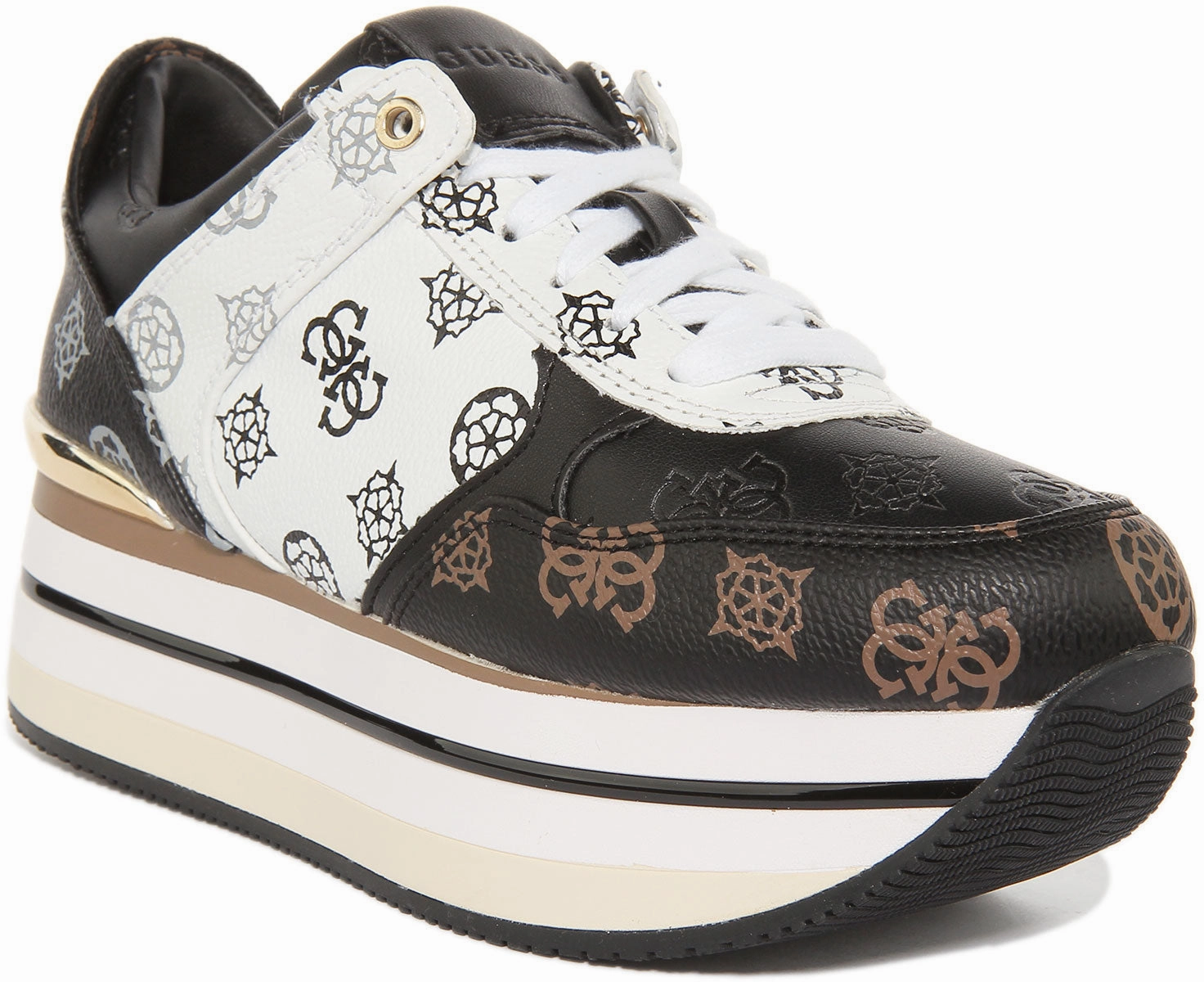 Guess Hindle 4G Platform In Black White For Women Odor Resistant