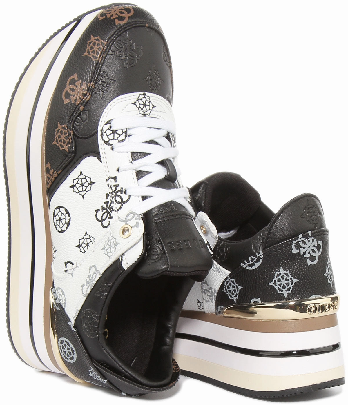 Soft Breeze Guess Hindle 4G Platform In Black White For Women