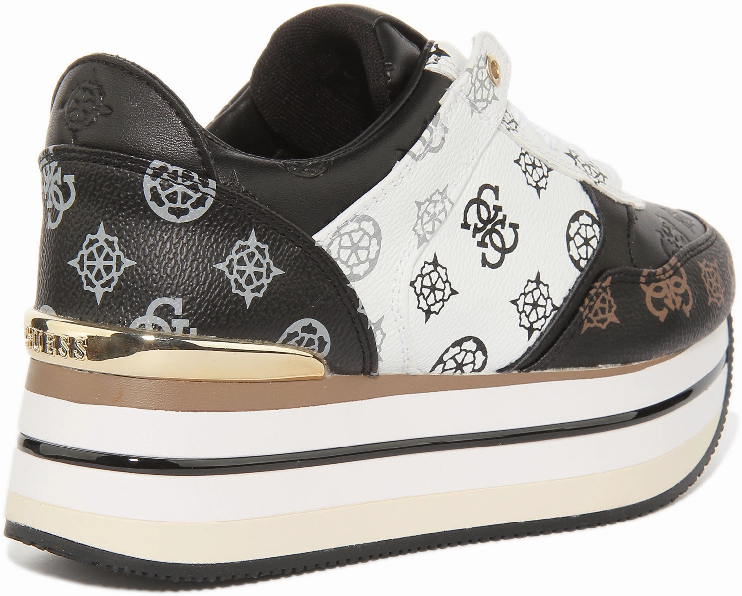 Soft Breeze Guess Hindle 4G Platform In Black White For Women