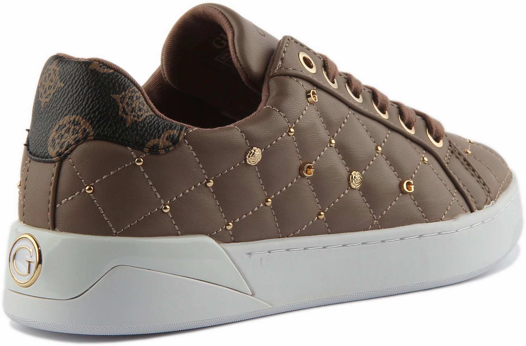 Soft Lining Guess Reea Logo Charm In Brown For Women