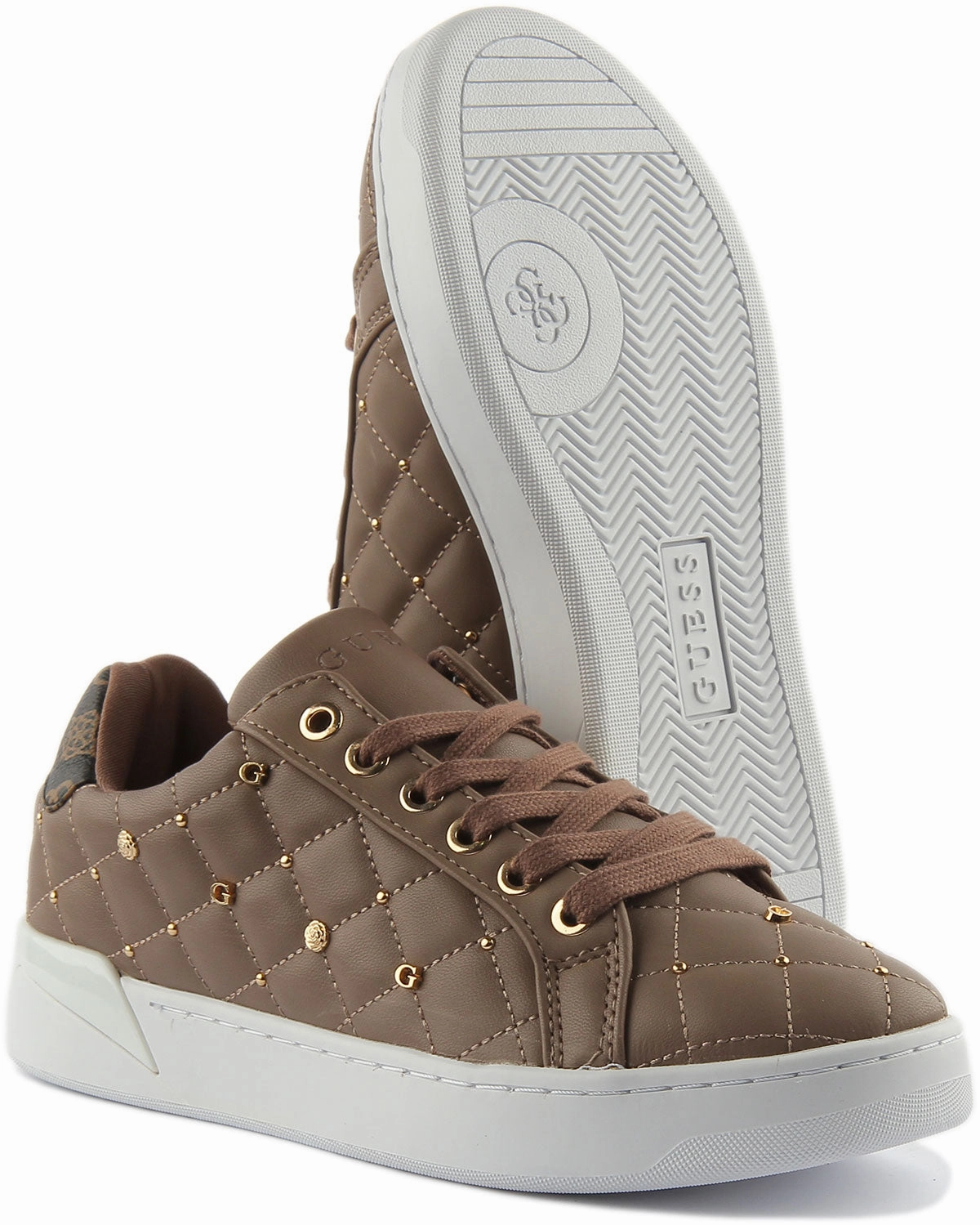 Soft Lining Guess Reea Logo Charm In Brown For Women