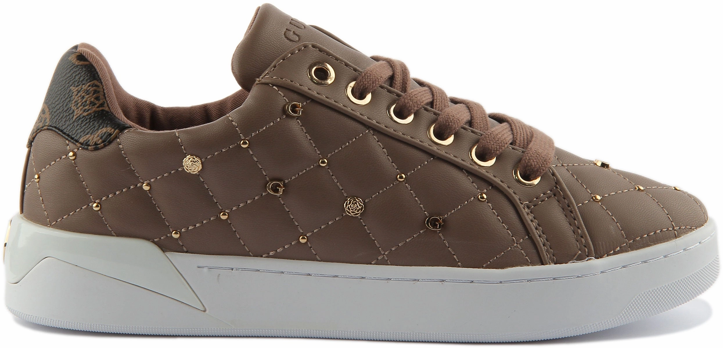 Soft Lining Guess Reea Logo Charm In Brown For Women