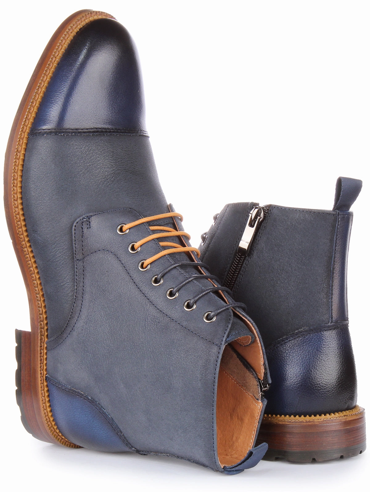 Soft Lining Justinreess England Gael Ankle Boots In Navy