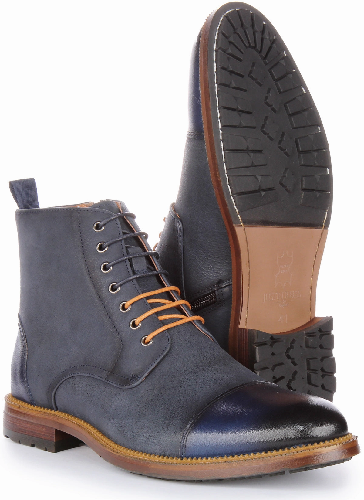 Soft Lining Justinreess England Gael Ankle Boots In Navy