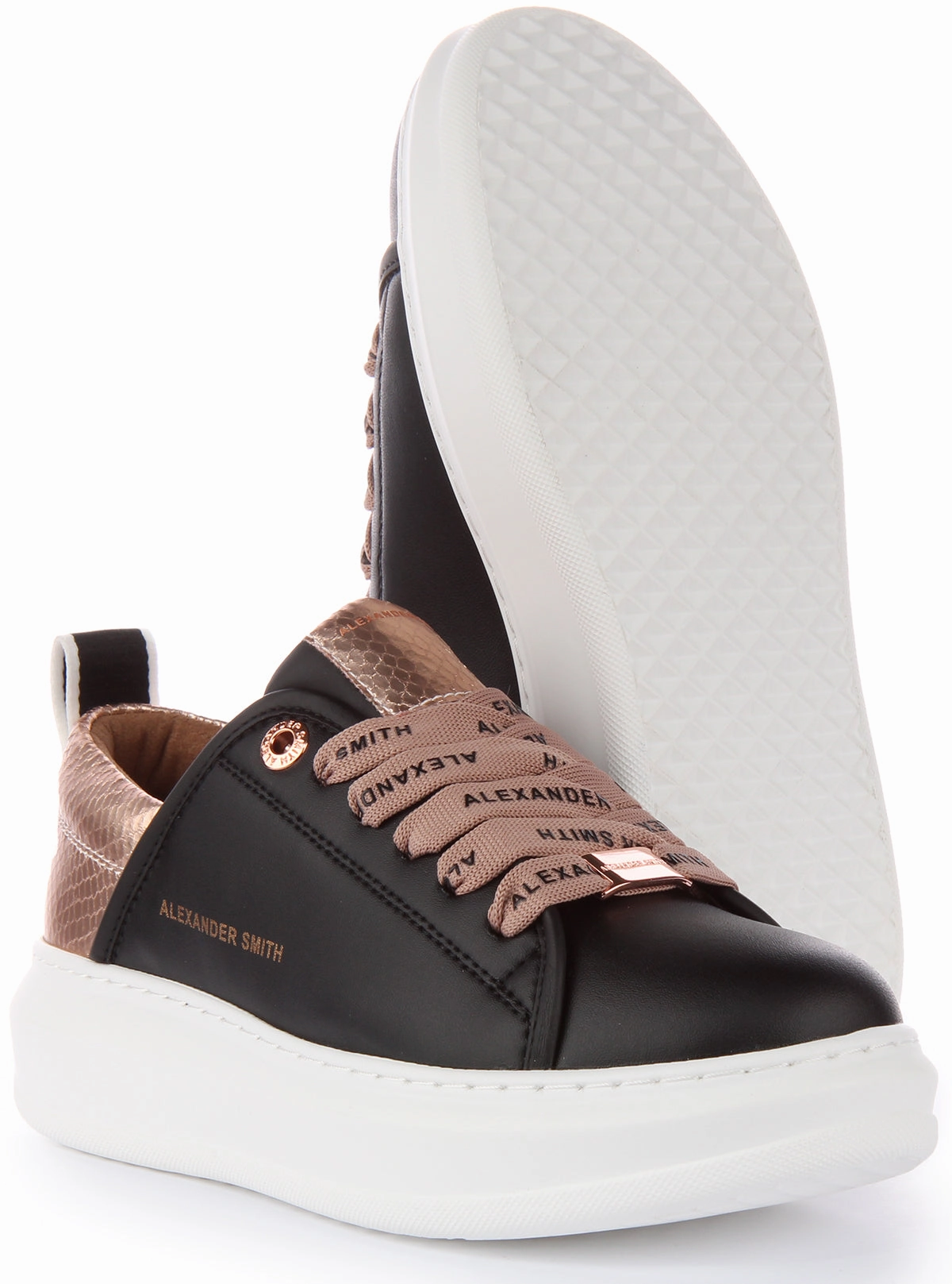 Soft Lining Layer Alexander Smith Platform Trainers In Black For Women