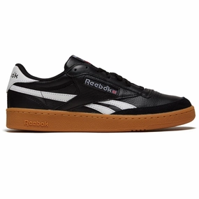 Reebok Club C Revenge Vintage Shoes - Black/White/Gum Cloudy Weather Running Slip On Style