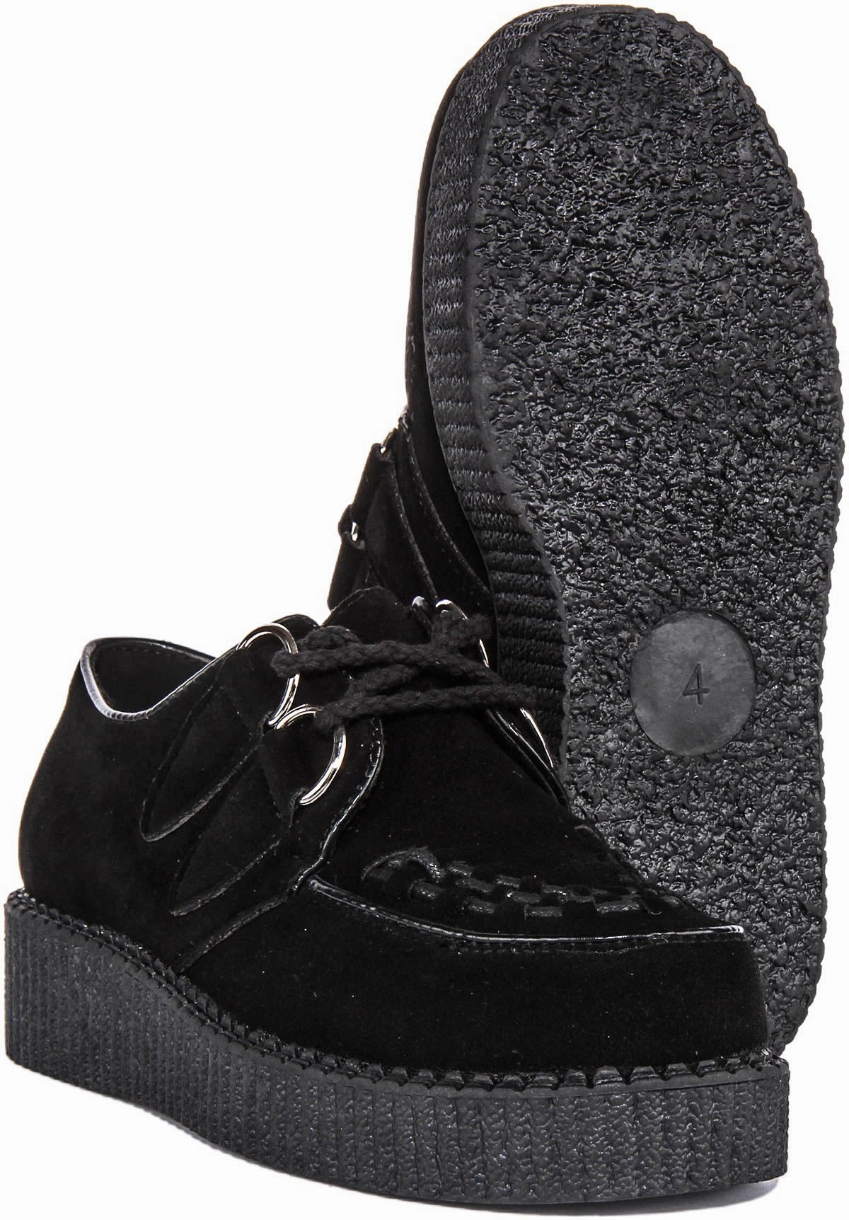 Soft Style Creepers Single Sole Lace Up In Black Suede For Women