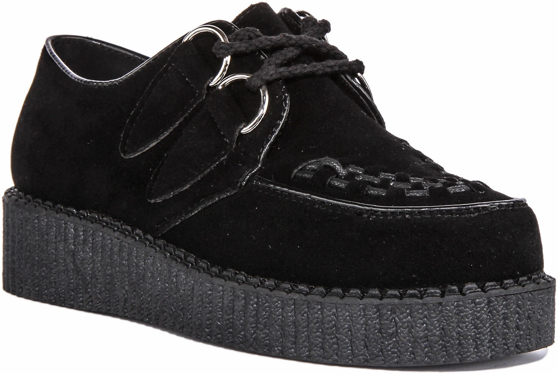 Creepers Single Sole Lace Up In Black Suede For Women Route Trek