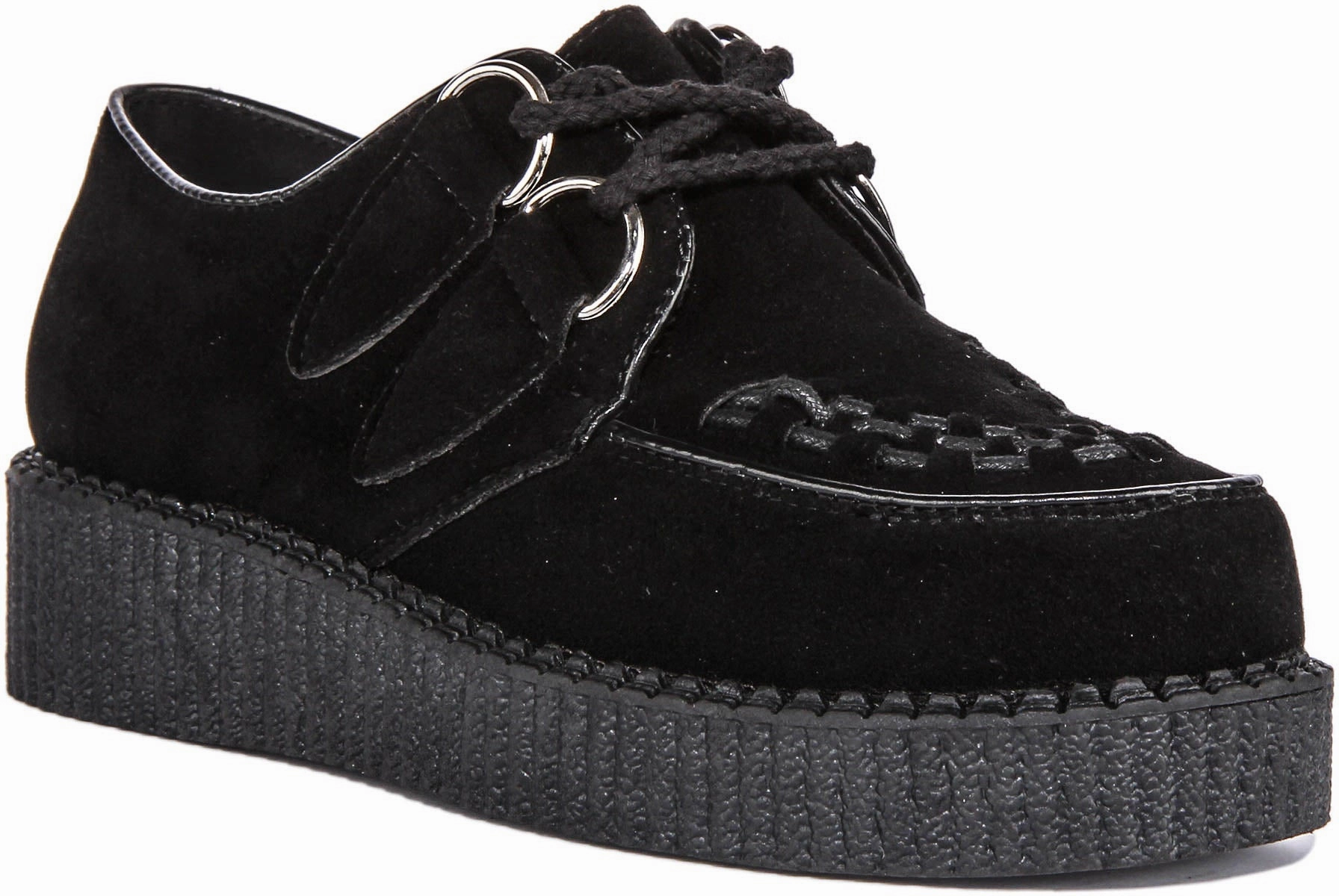 Crafted to provide consistency across movements Indoor Ready Creepers Single Sole Lace Up In Black Suede For Women