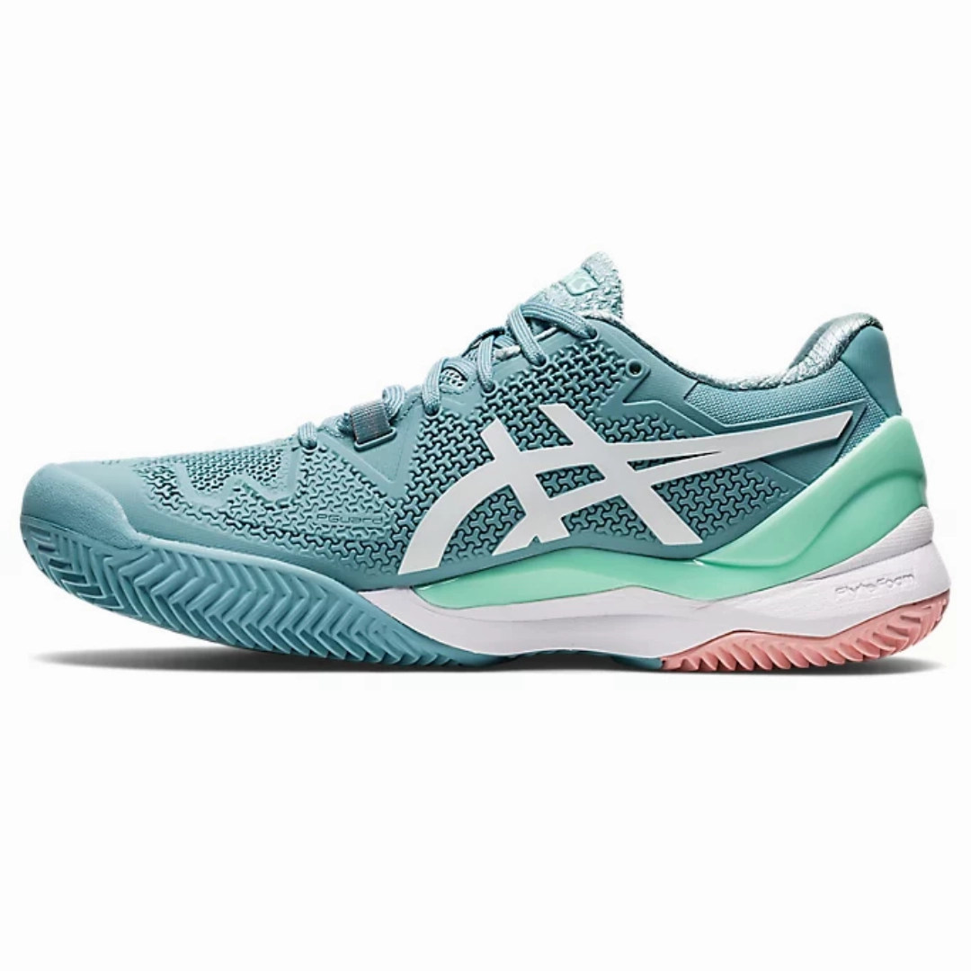 Soft-touch Asics Womens Gel Resolution 8 Smoke Blue/White Clay Tennis Shoes