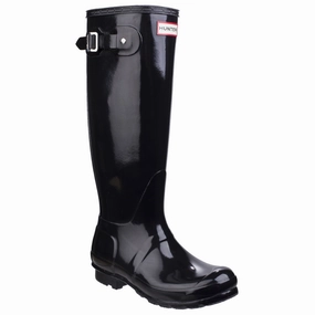 WFT1000RGL-BLK Original Tall Gloss Wellington Boots Female Black Walk Comfort Chilly Comfort Protection