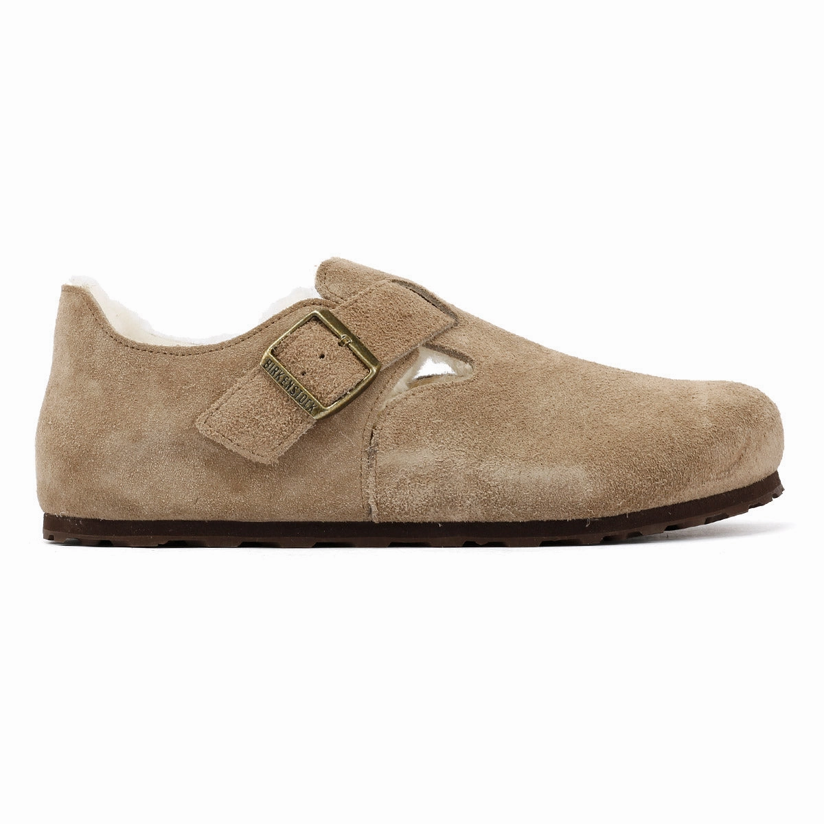 Soft Upper Layer Birkenstock London Shearling Suede Taupe Shoes