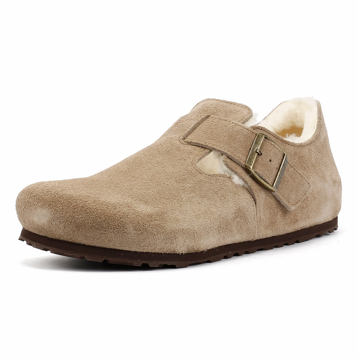 Soft Upper Layer Birkenstock London Shearling Suede Taupe Shoes