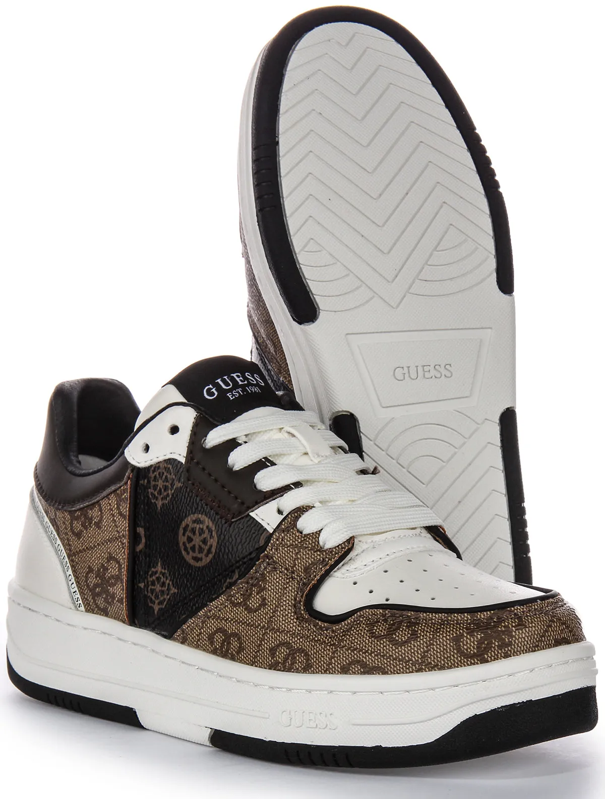 Speed Fit Guess Ancie Dual Trainers In Brown White For Women