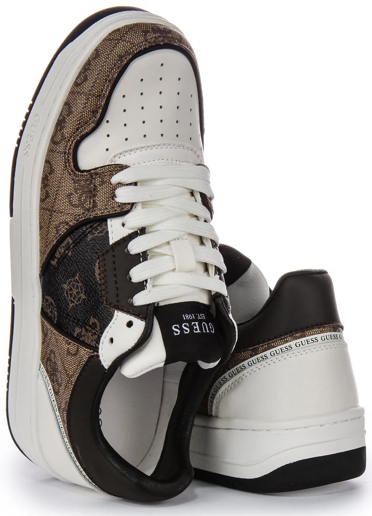 Speed Fit Guess Ancie Dual Trainers In Brown White For Women