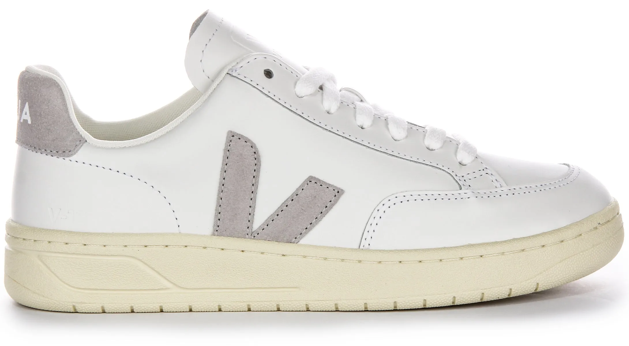 Speed lacing Veja V 12 Leather In White Light Grey For Men