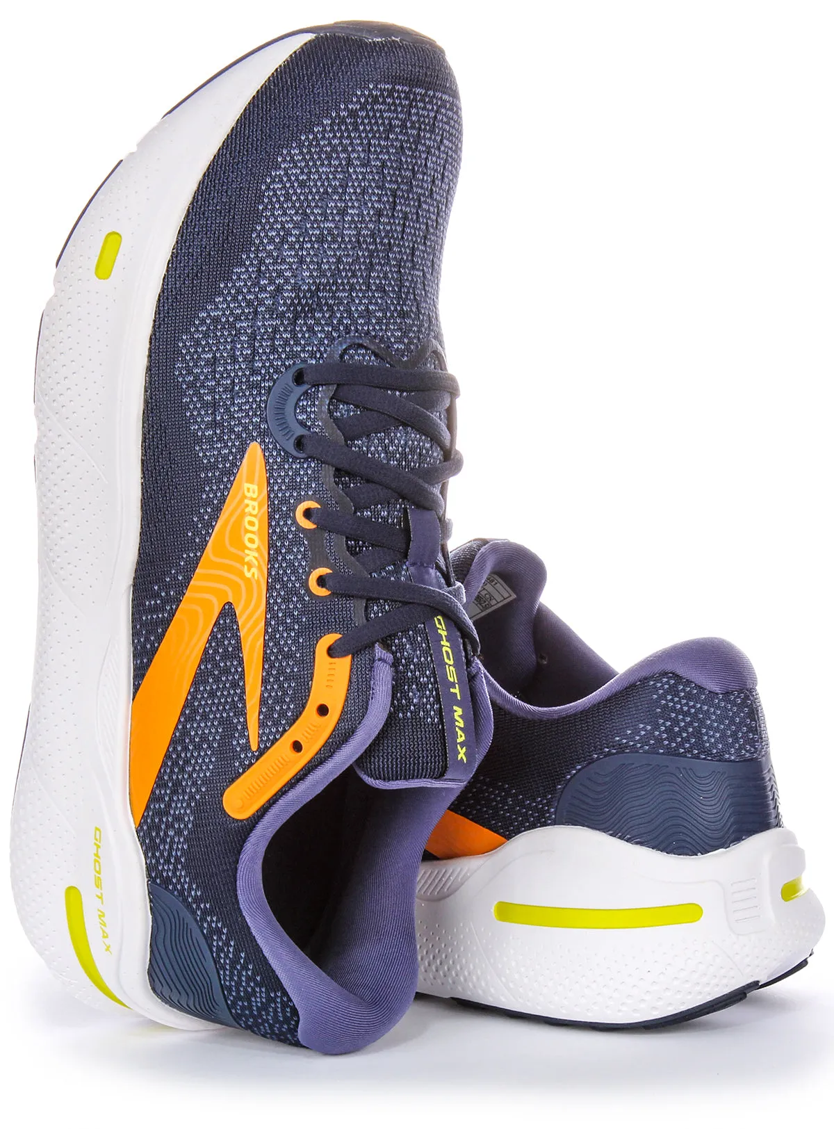 Speed Zone Brooks Ghost Max Trainers In Navy Yellw For Men | Medium Fit