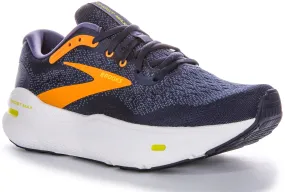Brooks Ghost Max Trainers In Navy Yellw For Men | Medium Fit Foam Base