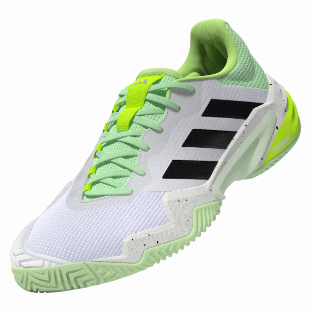 Speed Performance Adidas Barricade 13 Mens Tennis Shoes - White/Black/Green