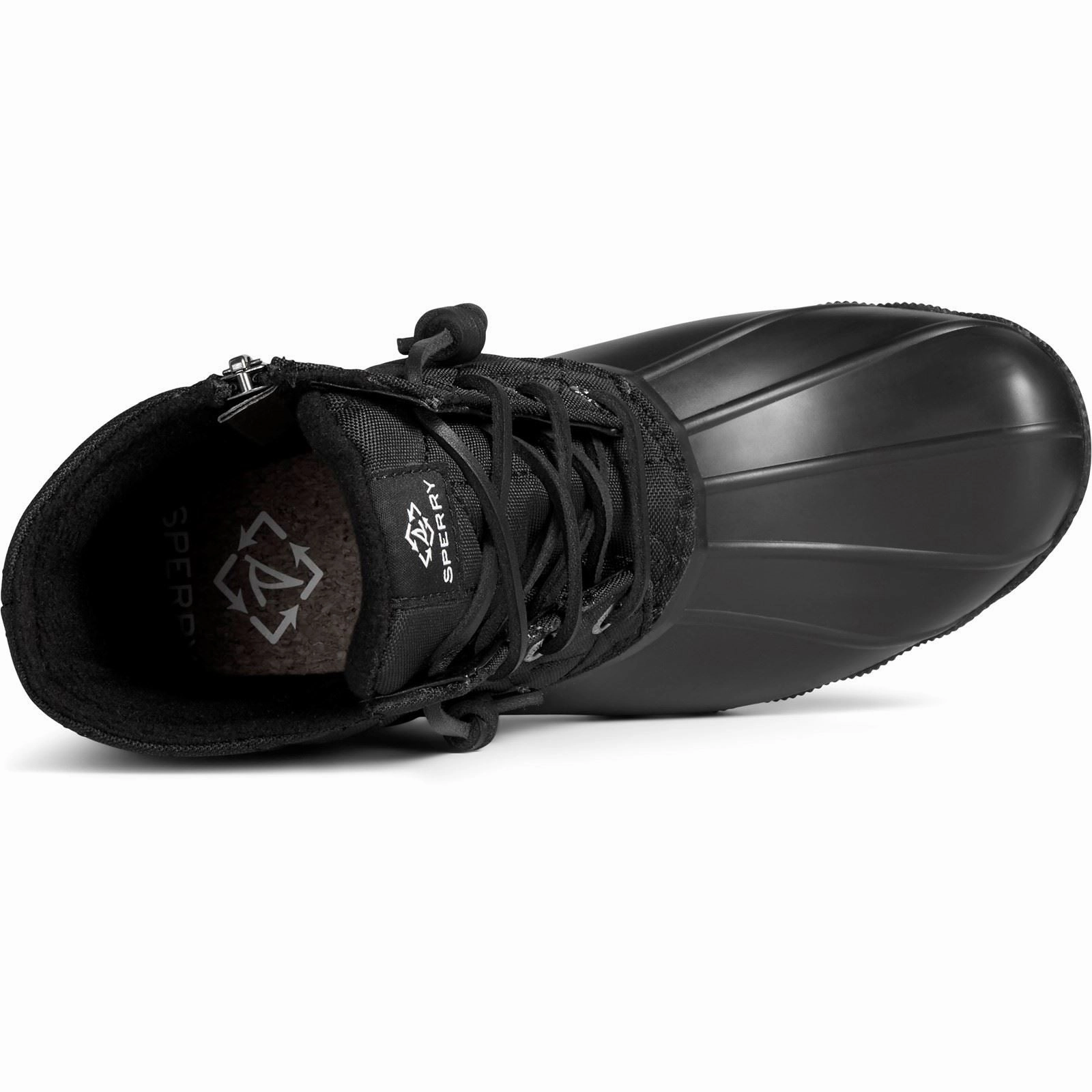 Sperry Saltwater SeaCycled RPET Synthetic Black Wellington Boots Wet Walk Step