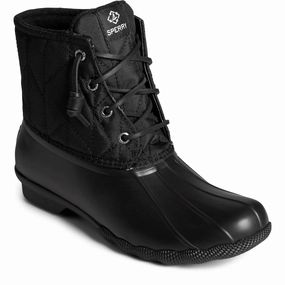 Sperry Saltwater SeaCycled RPET Synthetic Black Wellington Boots Footwear for Storm