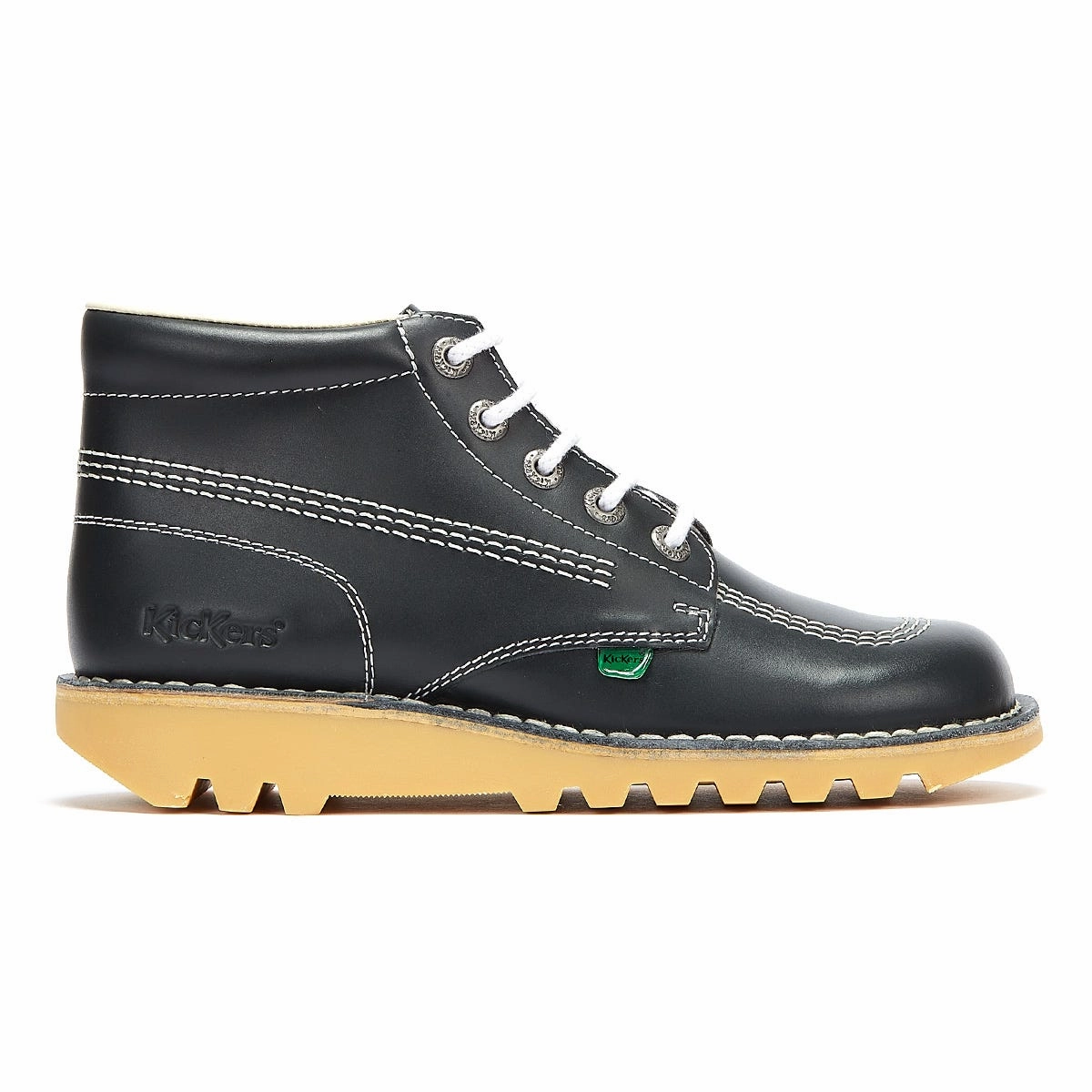 Sporty Vibes Kickers Mens Kick Hi Core Navy/Natural Leather Boots