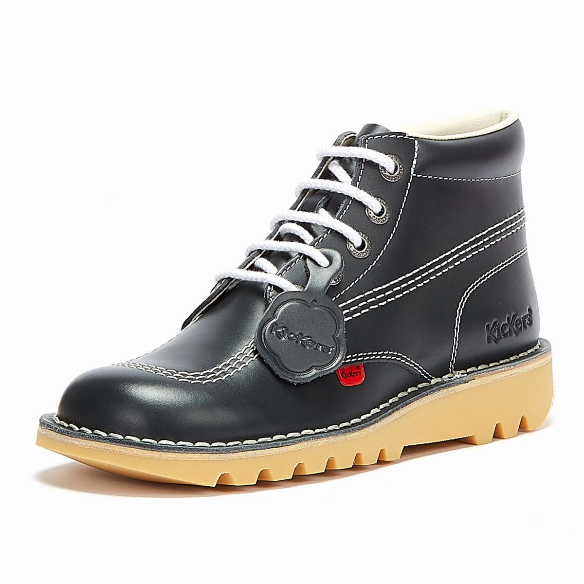 Sporty Vibes Kickers Mens Kick Hi Core Navy/Natural Leather Boots