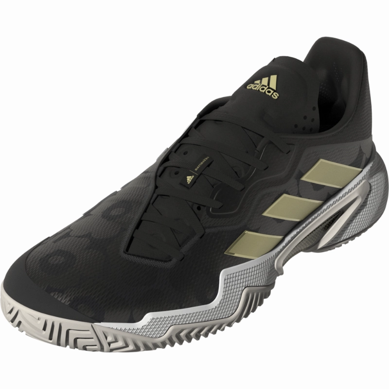 Stability Motion Adidas Womens Barricade Tennis Shoes - Core Black/Gold/Carbon